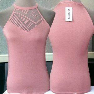 NWT BKE The Buckle Peach colored tank top with sheer front. Size Small. NWT